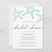 Aqua & Navy Starfish Bridal Shower Kaart (Voorkant)