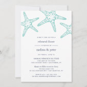 Aqua & Navy Starfish Repetitie Diner Uitnodiging (Voorkant)