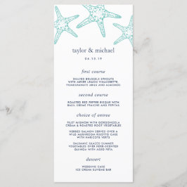 Aqua & Navy Starfish Wedding Menu Kaart
