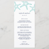 Aqua & Navy Starfish Wedding Menu Kaart (Voorkant)