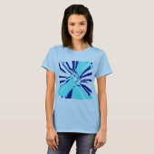 Aqua Navy wervelende Abstracte bloemen Retro Pop A T-shirt (Voorkant volledig)