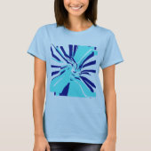 Aqua Navy wervelende Abstracte bloemen Retro Pop A T-shirt (Voorkant)