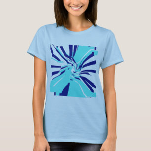 Aqua Navy wervelende Abstracte bloemen Retro Pop A T-shirt