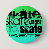 Aqua, Neon Green Gradient; Schaats Ronde Button 7,6 Cm (Voorkant)