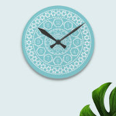 Aqua Nordic Cross Stitch Wall Clock Ronde Klok
