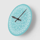 Aqua Nordic Cross Stitch Wall Clock Ronde Klok (Hoek)