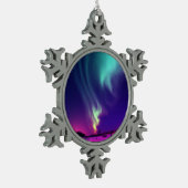 Aqua Northern Lights Alaskan Nights Tin Sneeuwvlok Ornament (Links)