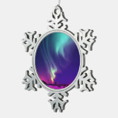 Aqua Northern Lights Alaskan Nights Tin Sneeuwvlok Ornament (Rechts)
