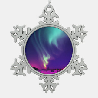 Aqua Northern Lights Alaskan Nights Tin Sneeuwvlok Ornament