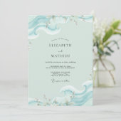 Aqua Oceaan Golf Eucalyptus Bruiloft Kaart (Staand voorkant)