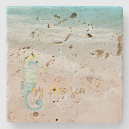 Aqua Ocean Beach Vibes Seahorse Stenen Onderzetter