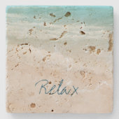 Aqua Ocean Beach Vibes Stenen Onderzetter (Voorkant)