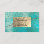 Aqua Ocean Blue Gold Foil botanische cementstrips Visitekaartje (Achterkant)