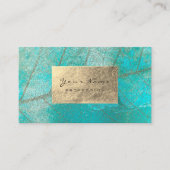 Aqua Ocean Blue Gold Foil botanische cementstrips Visitekaartje (Voorkant)