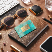 Aqua Ocean Blue Gold Foil botanische cementstrips Visitekaartje