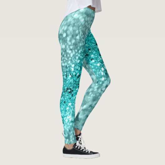 Aqua Ocean Bokeh Glitter #1 (Faux Glitter) #decor Leggings (Rechts)