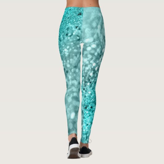 Aqua Ocean Bokeh Glitter #1 (Faux Glitter) #decor Leggings (Achterkant)