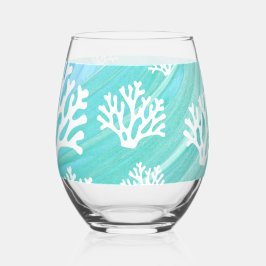 Aqua Ocean Coral Sealife Wijnglas Zonder Voet