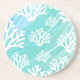 Aqua Ocean Coral Sealife Zandsteen Onderzetter