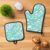 Aqua Ocean Fish Nautical Ovenwant & Pannenlap Set (Top down)