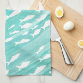 Aqua Ocean Fish Nautical Theedoek (Quarter Fold)