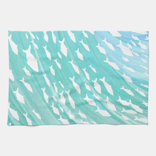 Aqua Ocean Fish Nautical Theedoek (Horizontaal)