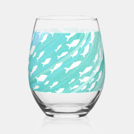 Aqua Ocean Fish Nautical Wijnglas Zonder Voet