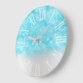 Aqua Ocean Glitter effect White Spark Girly Gift Grote Klok (Hoek)