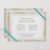 Aqua Ocean Lace en Burlap Routebeschrijving Informatiekaartje (Voorkant / Achterkant)