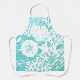Aqua Ocean Seashells Viskoraal Schort