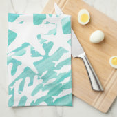 Aqua Ocean Seashells Viskoraal Theedoek (Quarter Fold)