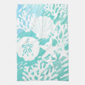 Aqua Ocean Seashells Viskoraal Theedoek (Verticaal)