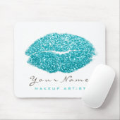 Aqua Ocean White Glitter Name Makeup Lips Kiss Muismat (Met muis)
