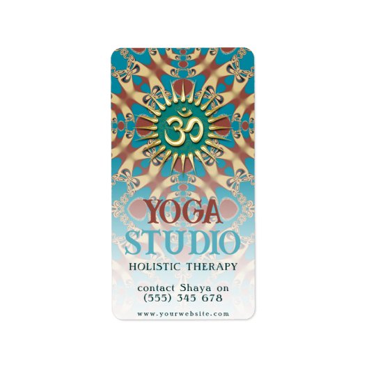 Aqua Ochre Yoga Holistische Energie Etiket (Voorkant)