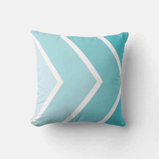 Aqua Ombré Chevron Stripes Pattern Kussen (Voorkant)