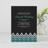 Aqua Ombre Chevrons Birthday Kaart (Staand voorkant)