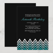 Aqua Ombre Chevrons Birthday Kaart (Voorkant / Achterkant)