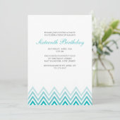Aqua Ombre Chevrons Birthday Kaart (Staand voorkant)