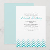 Aqua Ombre Chevrons Birthday Kaart (Voorkant / Achterkant)