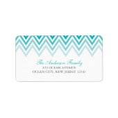Aqua Ombre Chevrons Etiket (Voorkant)