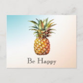 Aqua Ombre Cream Happy Tropical Pineapple Briefkaart (Voorkant)