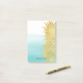 Aqua Ombre Gold Glam Pineapple Post-it® Notes (Op bureau)