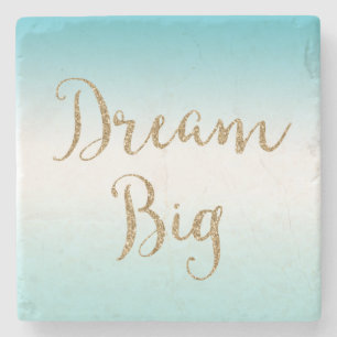 Aqua Ombre Gold Glitter Dream Stenen Onderzetter