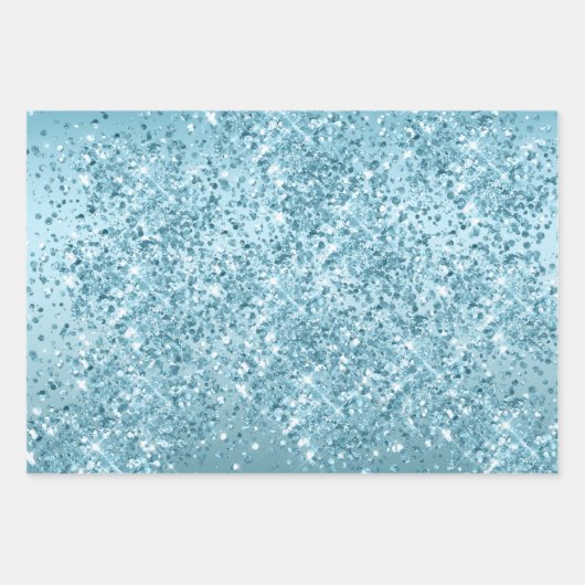 Aqua Ombre Gold Glitter Sparkle Mermaid Inpakpapier Vel (Voorkant 2)