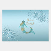 Aqua Ombre Gold Glitter Sparkle Mermaid Inpakpapier Vel (Voorkant)
