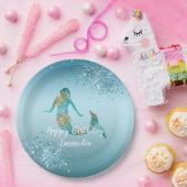 Aqua Ombre Gold Glitter Sparkle Zeemeermin Papieren Bordje (Feest)