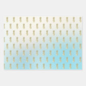 Aqua Ombre Gold Pineappels Inpakpapier Vel (Voorkant 3)