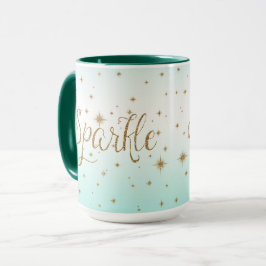 Aqua Ombre Gold Sparkles Mok