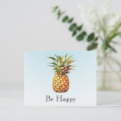 Aqua Ombre Happy Tropical Pineapple Briefkaart (Staand voorkant)