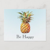 Aqua Ombre Happy Tropical Pineapple Briefkaart (Voorkant)